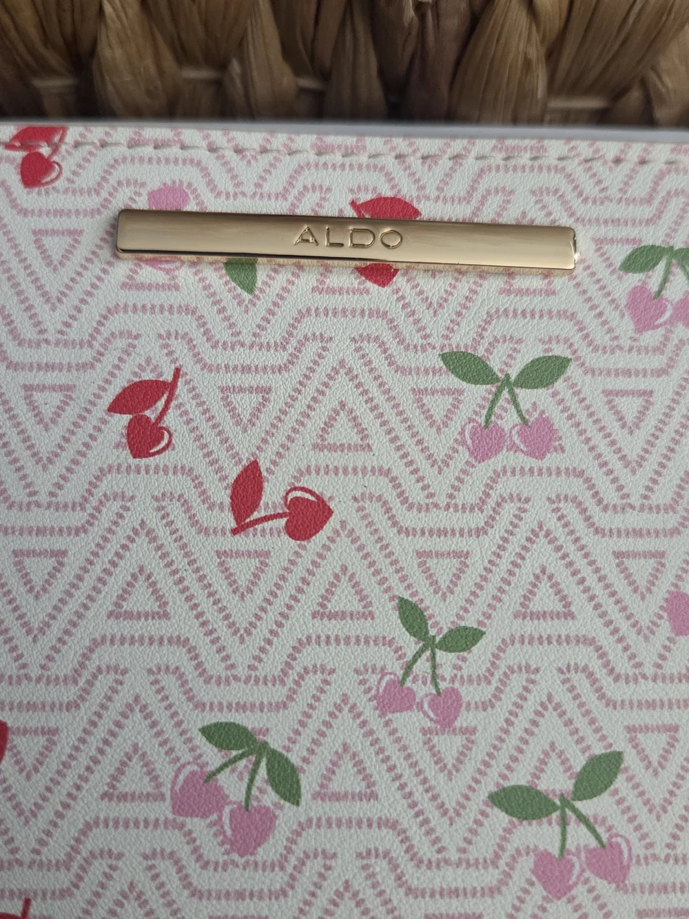 Aldo Pink Cherry Print Zip Wallet